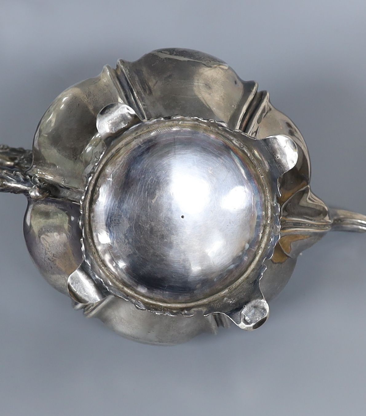An early Victorina provincial silver pear shaped teapot, John Walton?, Newcastle, 1838, gross 25.5oz